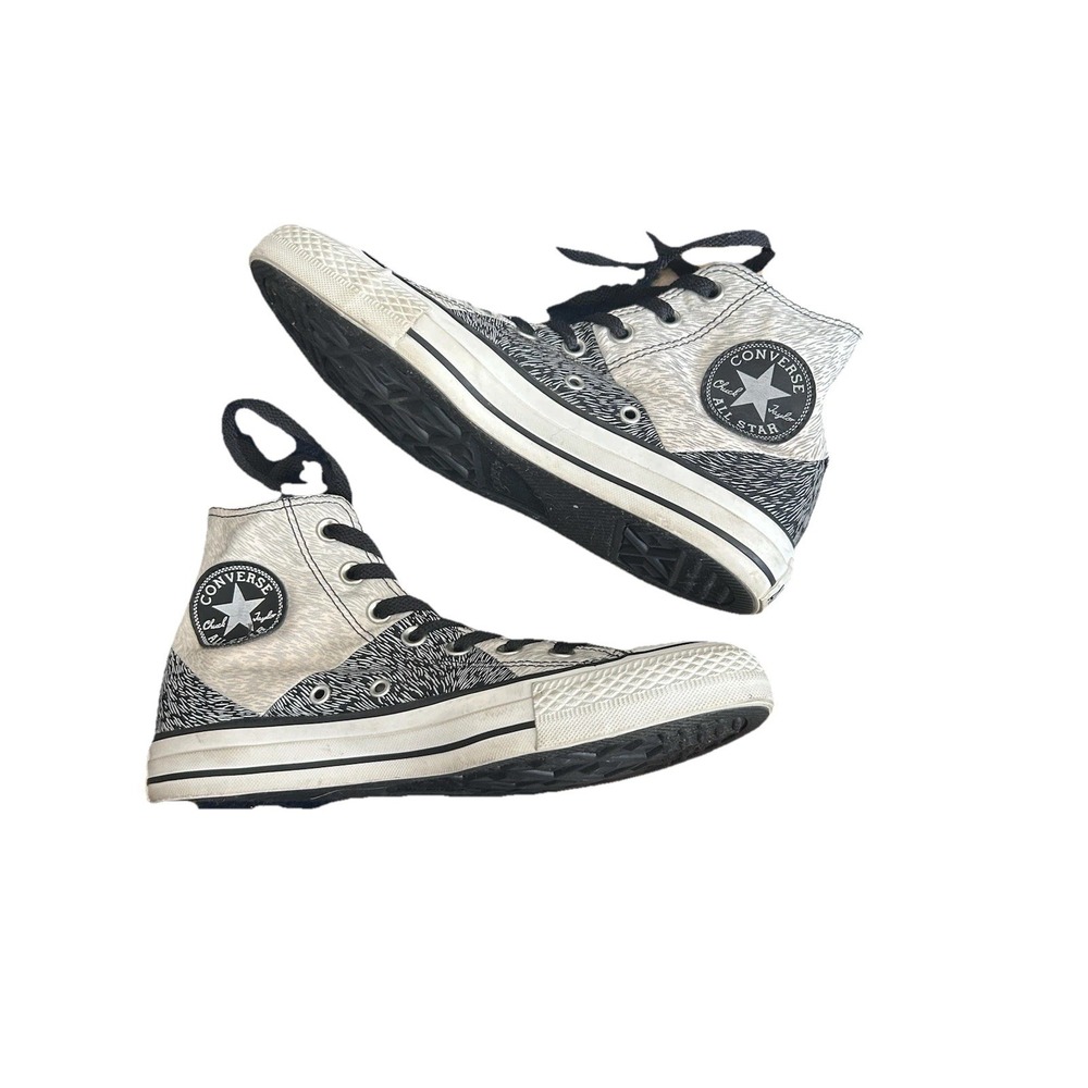 Converse Chuck Taylor All Star High Top Hair Print Black White Women's Size 8
